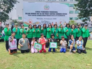 Tumbuhkan Semangat Kebersamaan, Persit KCK Cab. LXII Kodim 1310/Bitung, Olahraga Bersama dan Lomba Permainan Tradisional Peringati HUT Ke-80 Persit