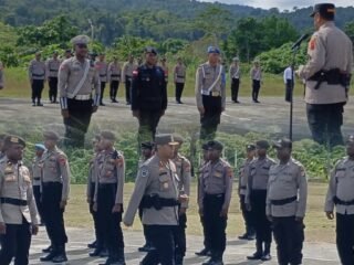 Apel Gelar Pasukan Ops Ketupat Cartenz-2026 Dalam Rangka Pelayanan Idul Fitri 1447h Tahun 2026 Polres Mamberamo Raya